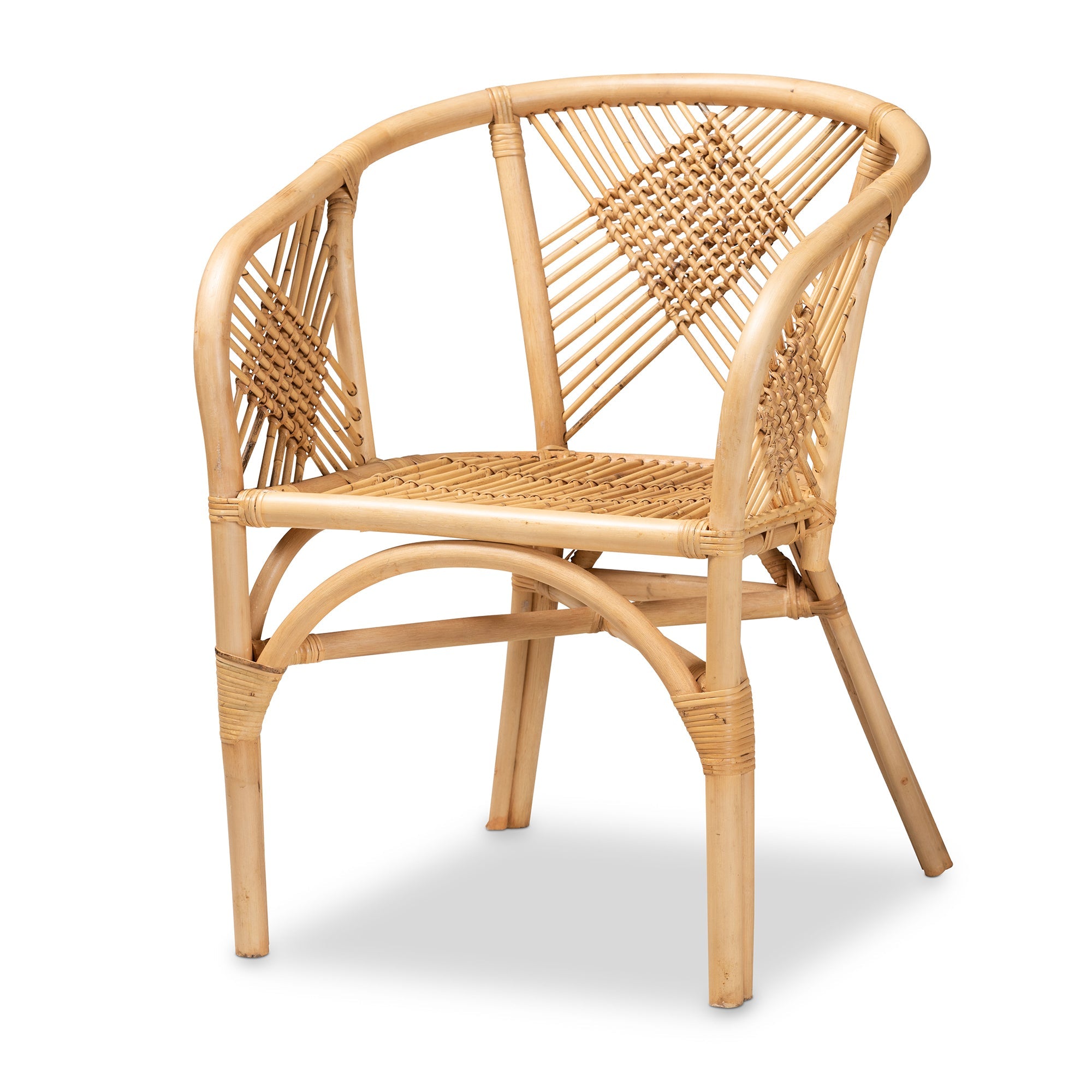 bali & pari Kagama Modern Bohemian Natural Brown Rattan Dining Chair