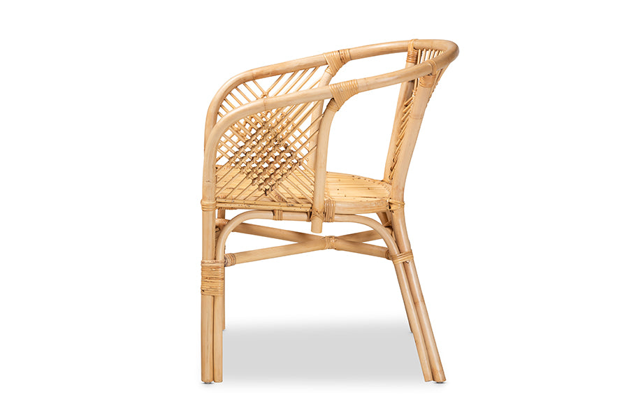 bali & pari Kagama Modern Bohemian Natural Brown Rattan Dining Chair