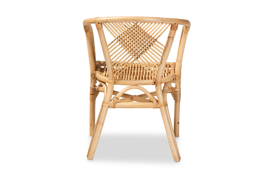 bali & pari Kagama Modern Bohemian Natural Brown Rattan Dining Chair
