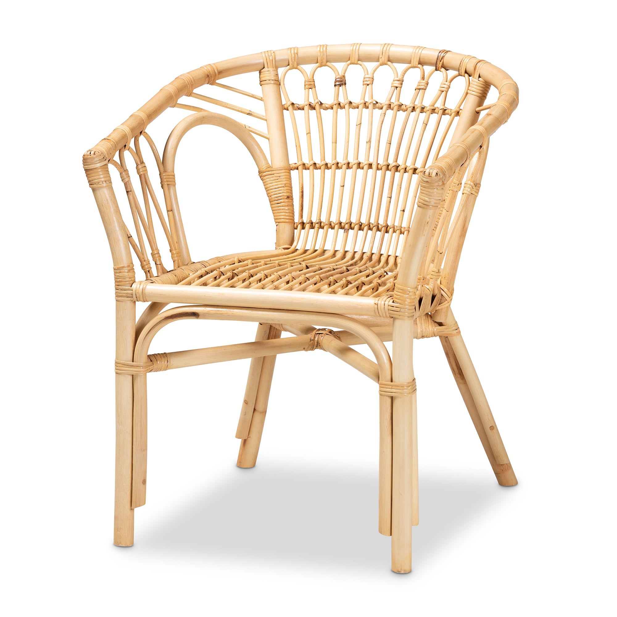 bali & pari Kaka Modern Bohemian Natural Brown Rattan Dining Chair
