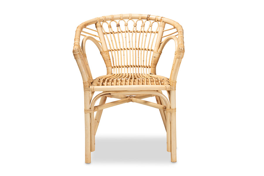 bali & pari Kaka Modern Bohemian Natural Brown Rattan Dining Chair