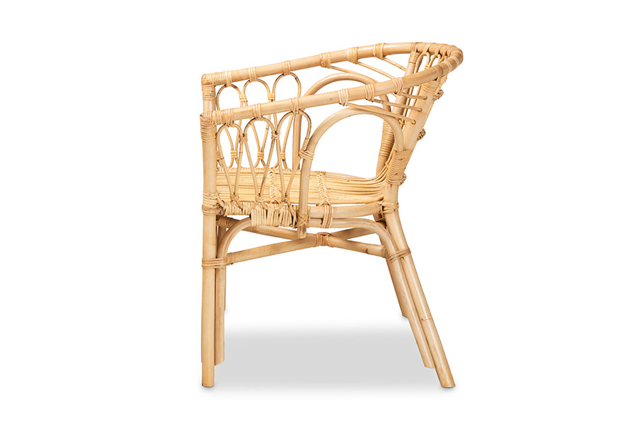 bali & pari Kaka Modern Bohemian Natural Brown Rattan Dining Chair