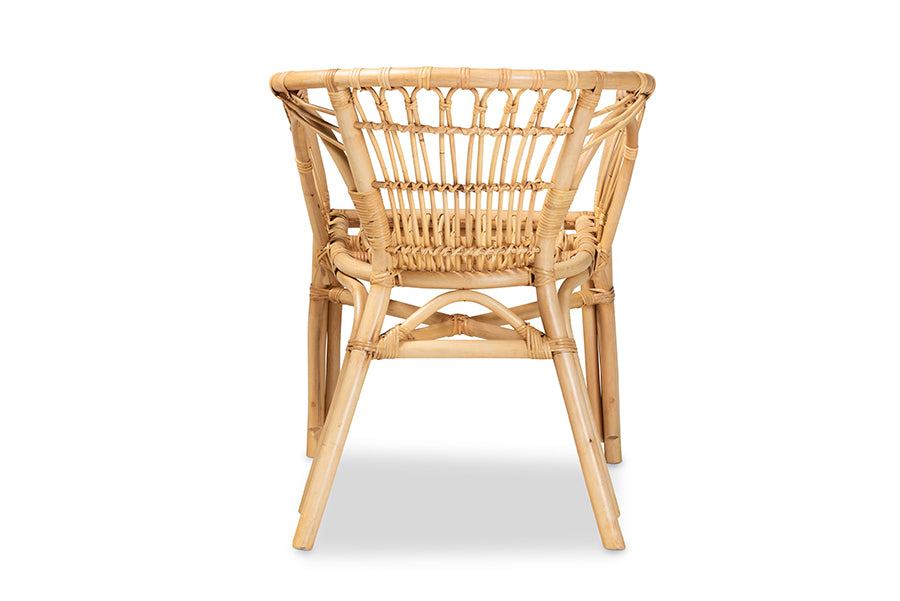 bali & pari Kaka Modern Bohemian Natural Brown Rattan Dining Chair