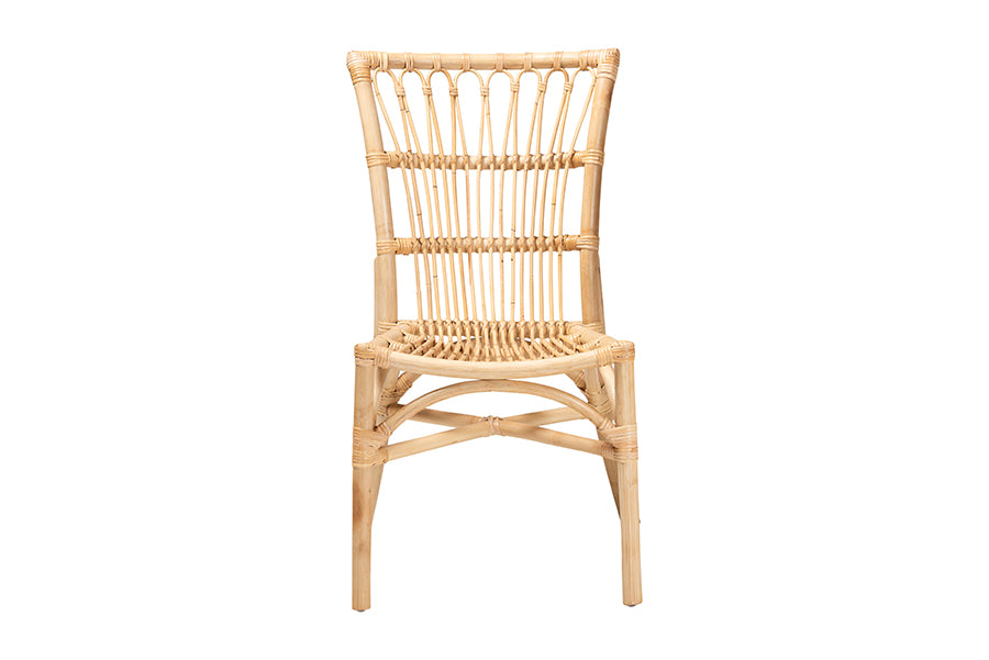 bali & pari Ammi Modern Bohemian Natural Brown Rattan Dining Chair