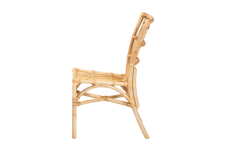 bali & pari Ammi Modern Bohemian Natural Brown Rattan Dining Chair