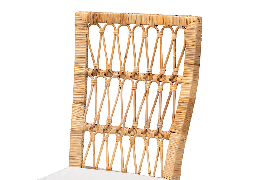 bali & pari Sullivan Modern Bohemian Natural Brown Rattan 2-Piece Dining Chair Set