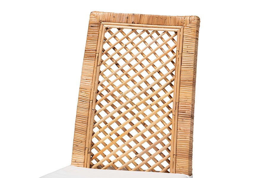 bali & pari Argos Modern Bohemian  Natural Brown Rattan 2-Piece Dining Chair Set