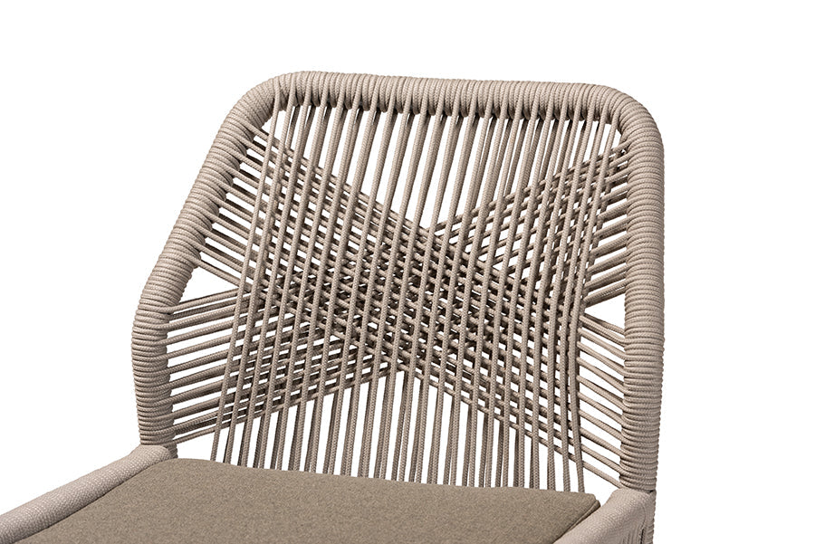 bali & pari Jennifer Mid-Century Transitional Grey Woven Rope Mahogany Dining Side Chair
