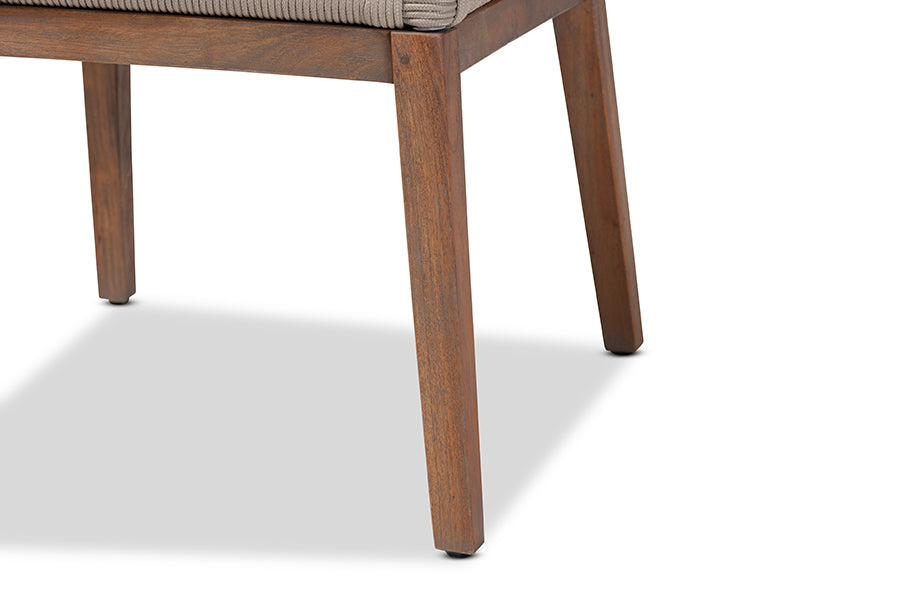 bali & pari Jennifer Mid-Century Transitional Grey Woven Rope Mahogany Dining Side Chair