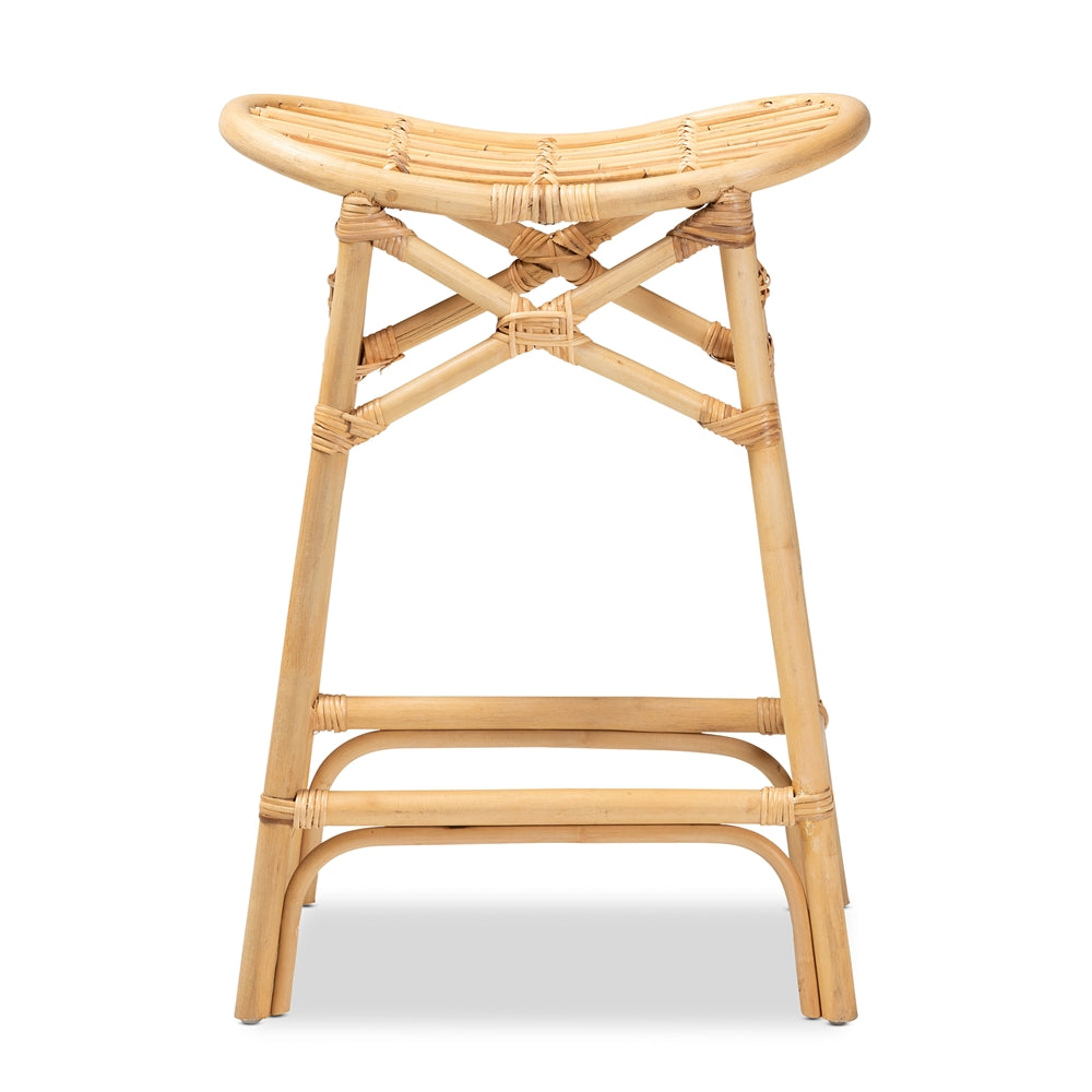 bali & pari Elgon Modern Bohemian Natural Brown Rattan Counter Stool