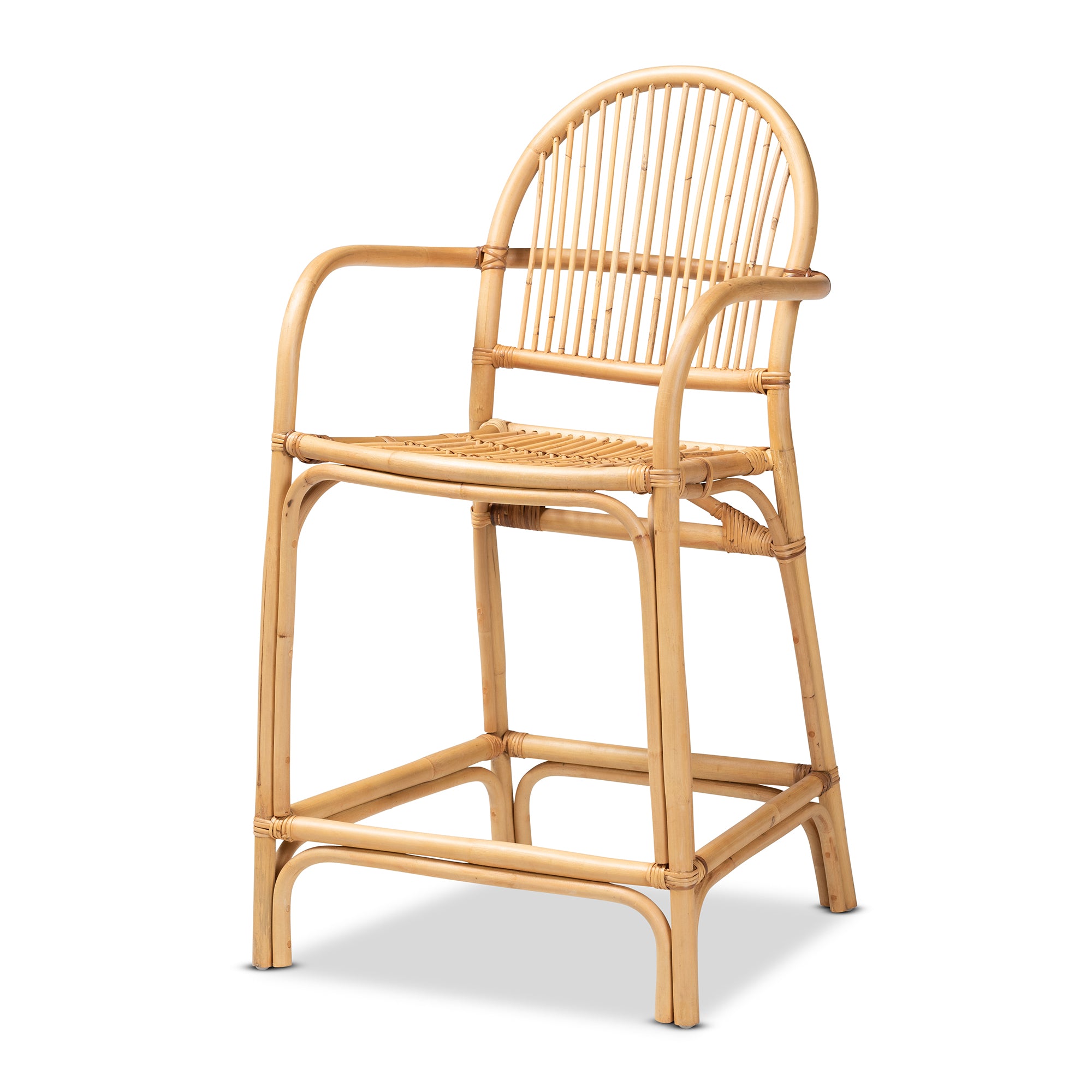 bali & pari Tugera Modern Bohemian Natural Brown Rattan Counter Stool