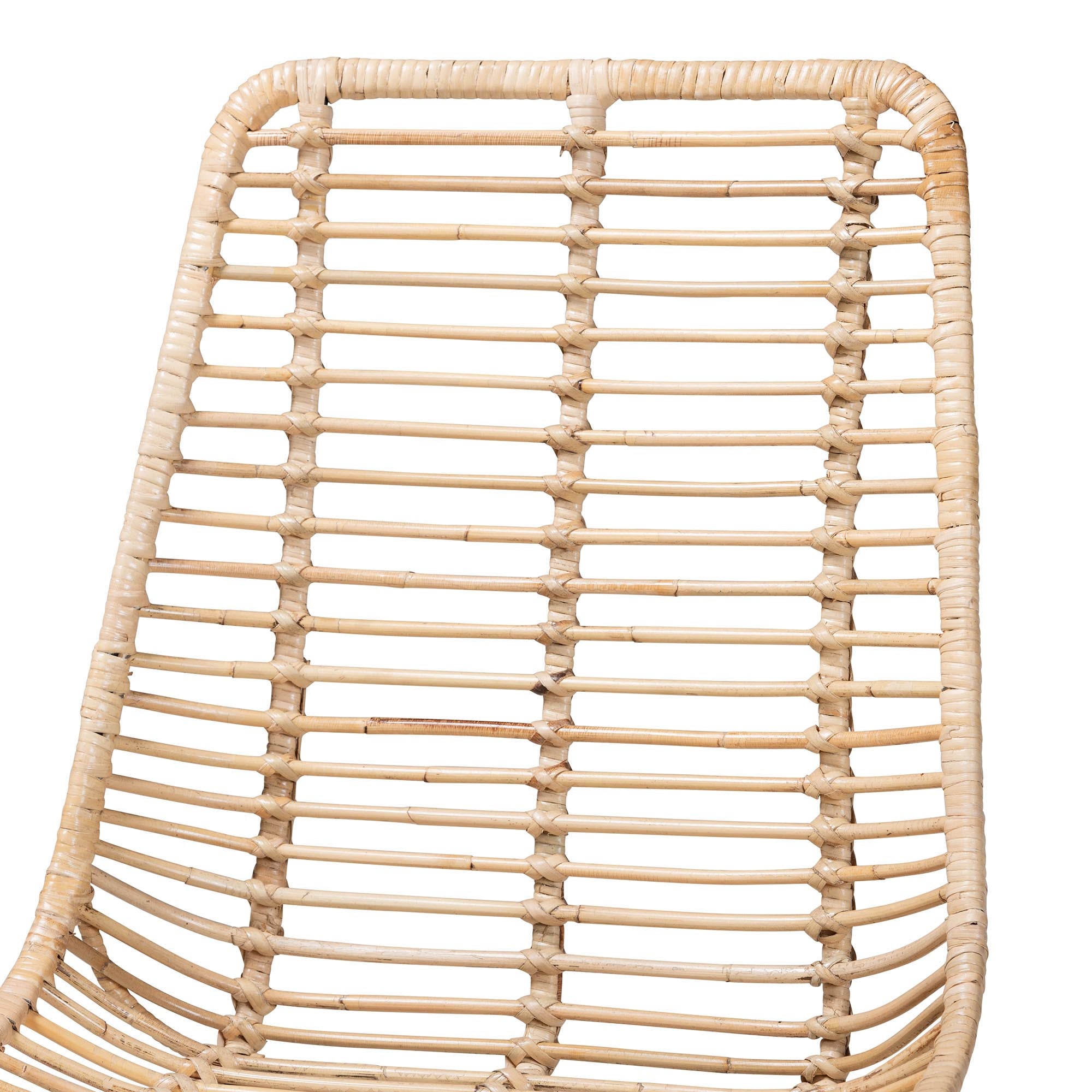bali & pari Manhattan Modern Bohemian Natural Brown Rattan and Black Metal 2-Piece Dining Chair Set