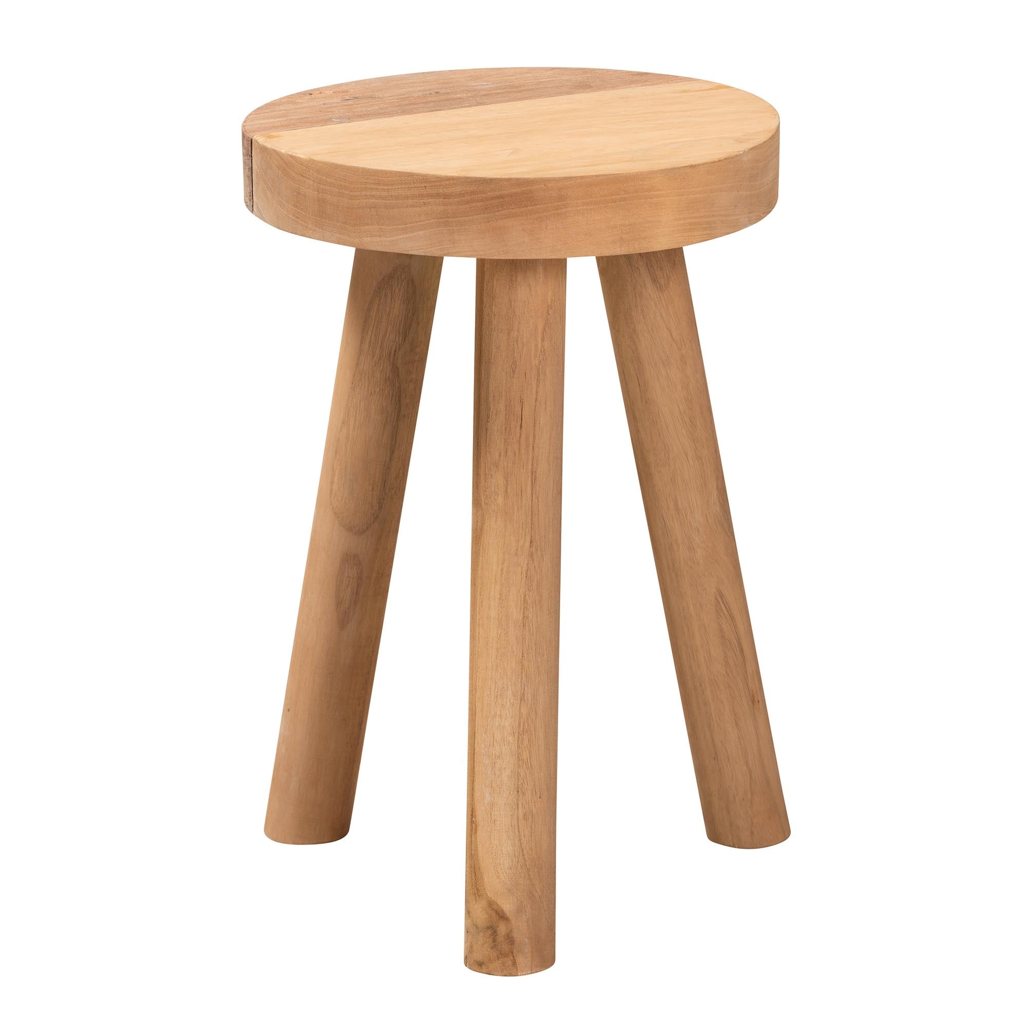 bali & pari Terah Mid-Century Modern Natural Brown Teak Wood Ottoman Footstool