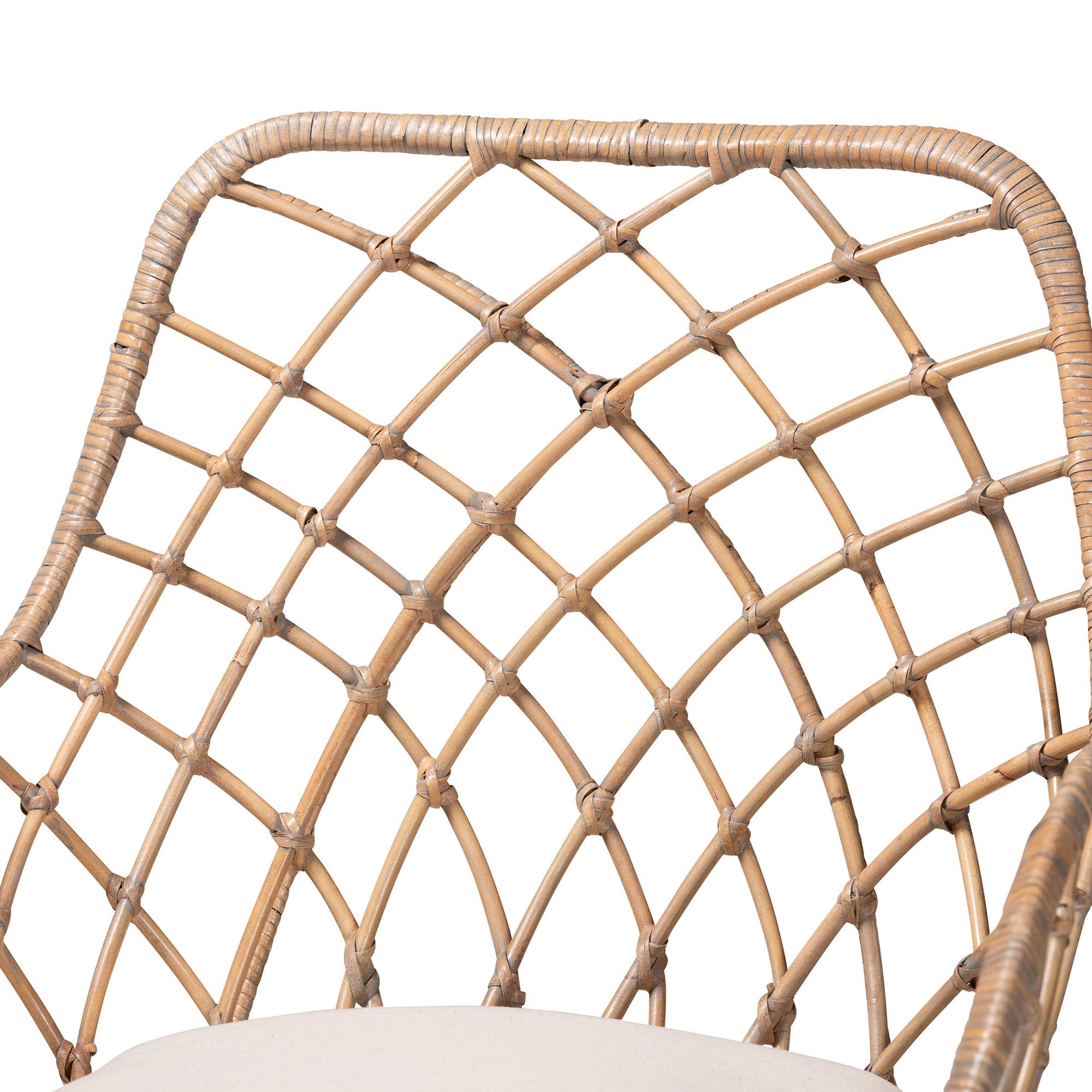 Ballerina Modern Bohemian Greywashed Rattan and Natural Brown Finished Mahogany Wood 5-Piece Dining Set