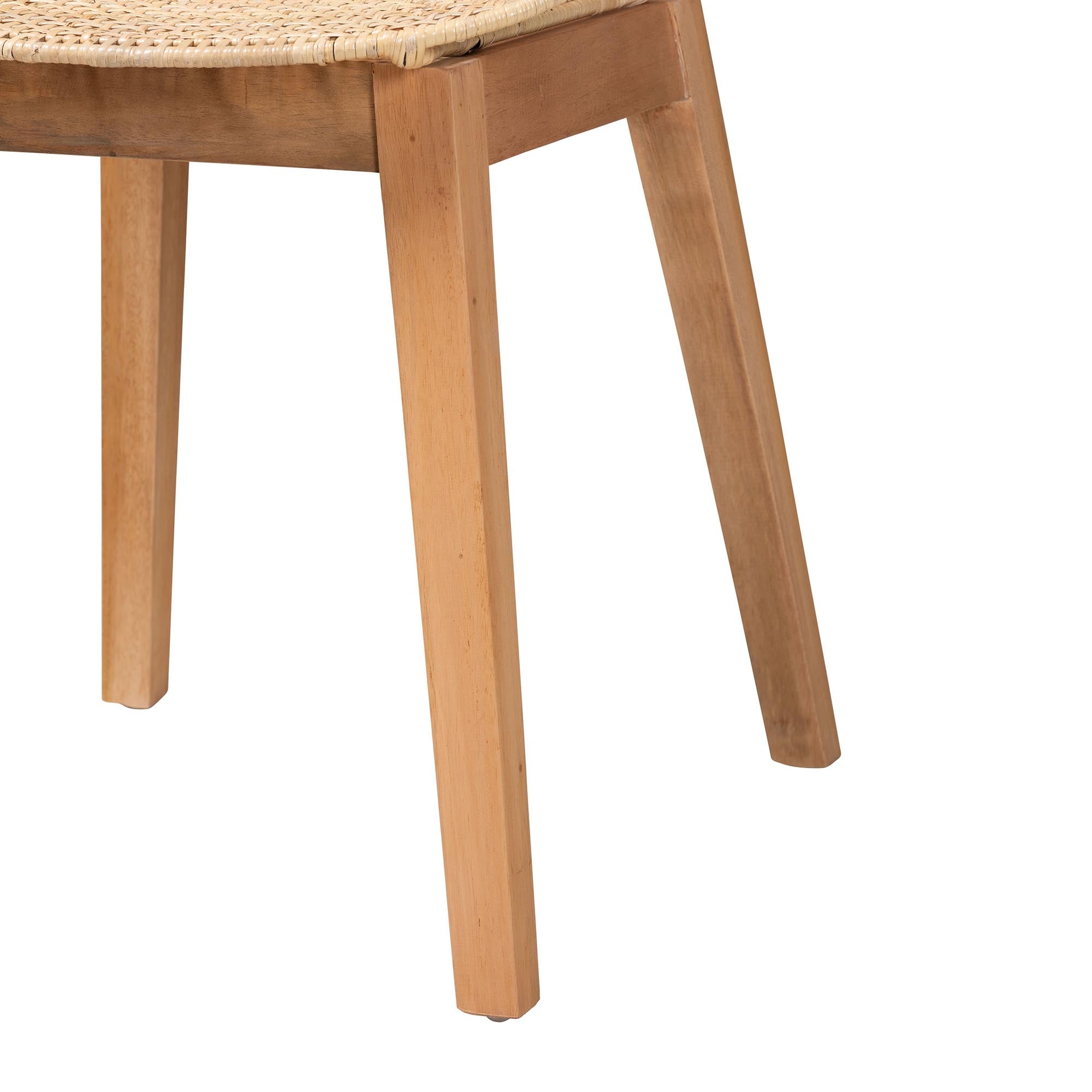 Sabelle Japandi Natural Brown Mahogany Wood and Rattan 5-Piece Dining Set