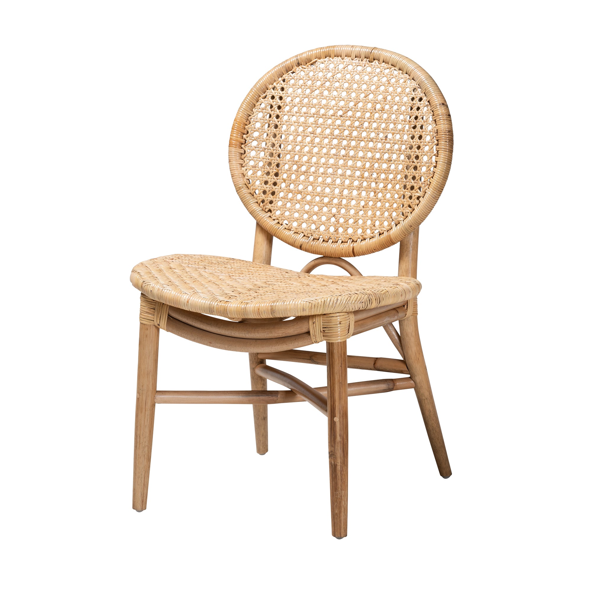 bali & pari Osaka Modern Bohemian Natural Brown Rattan Dining Chair