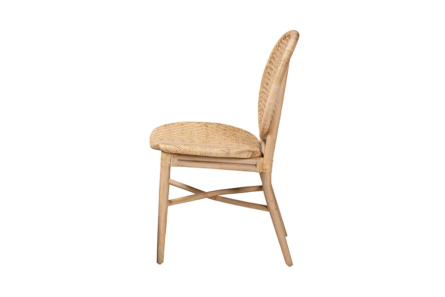 bali & pari Osaka Modern Bohemian Natural Brown Rattan Dining Chair