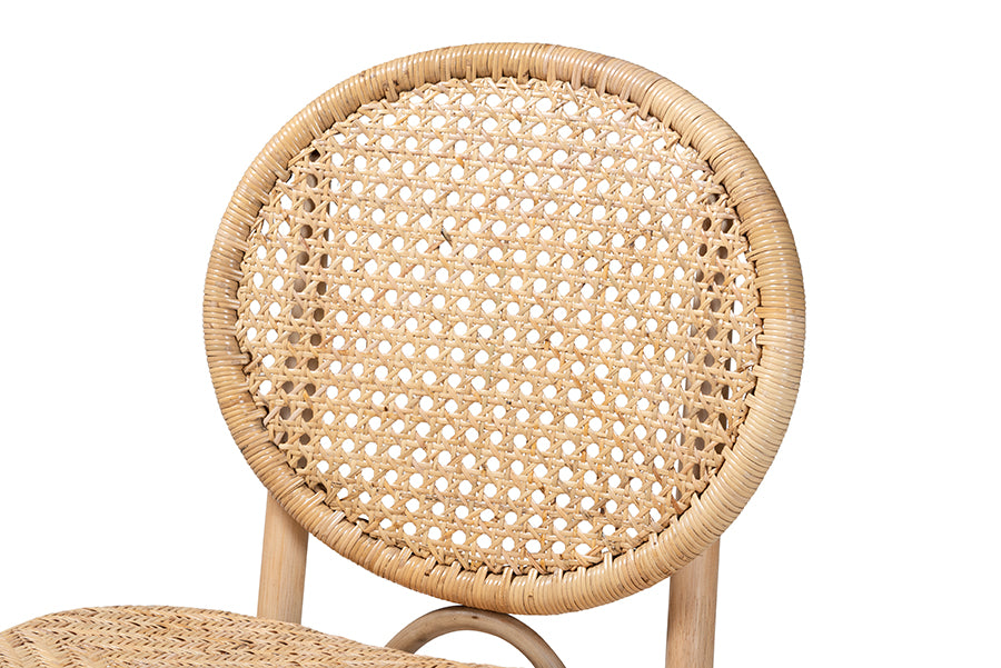 bali & pari Osaka Modern Bohemian Natural Brown Rattan Dining Chair