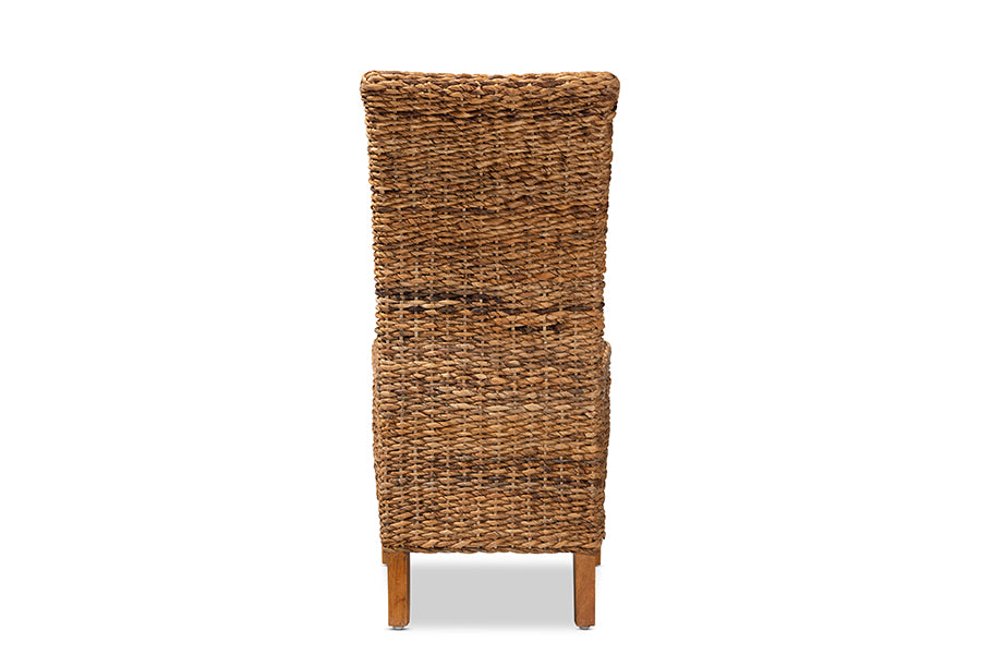 bali & pari Trianna Rustic Transitional Natural Seagrass and Brown Finished Wood Dining Chair