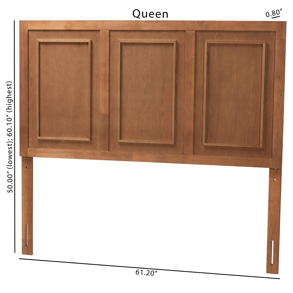 Giordano Classic and Traditional Ash Walnut Finished Wood Queen Size Headboard