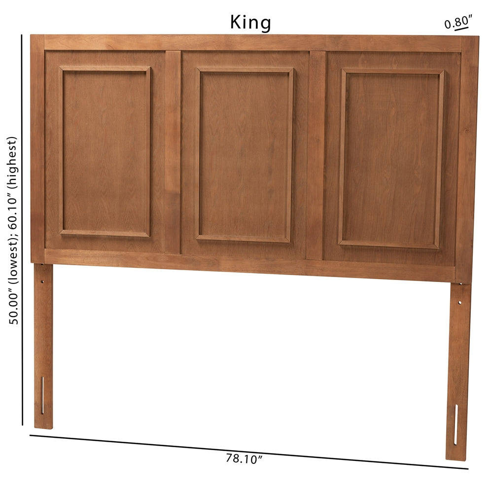 Giordano Classic and Traditional Ash Walnut Finished Wood King Size Headboard