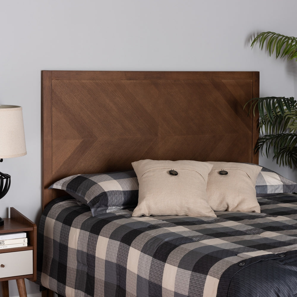 Terrian Classic and Traditional Ash Walnut Finished Wood Queen Size Headboard