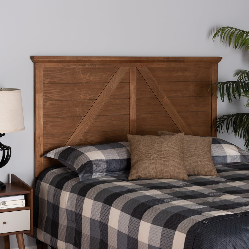 Yorick Classic and Traditional Ash Walnut Finished Wood Queen Size Headboard