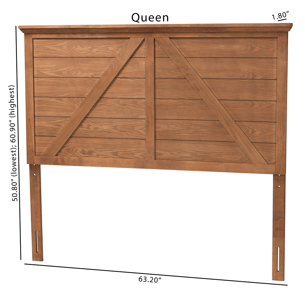 Yorick Classic and Traditional Ash Walnut Finished Wood Queen Size Headboard