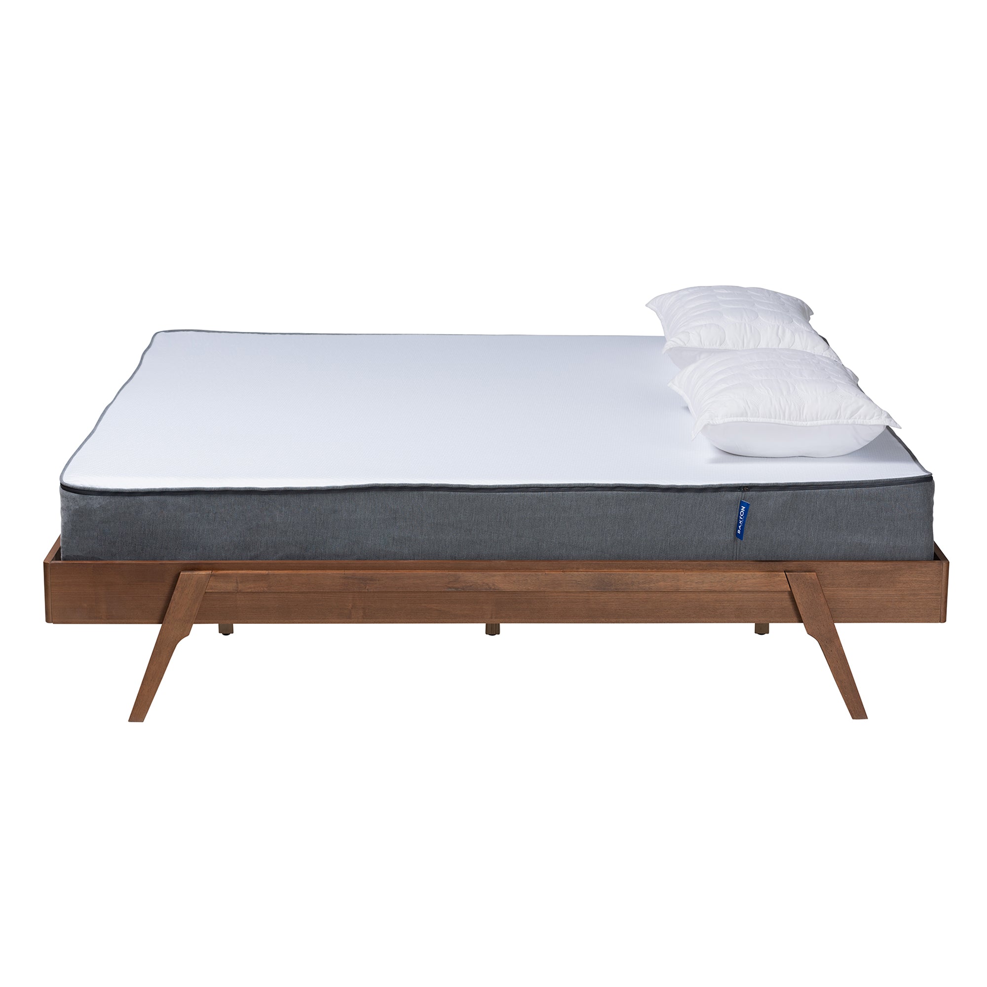 Hansel King Platform Bed Frame – Ash Walnut Wood, Mid-Century Modern