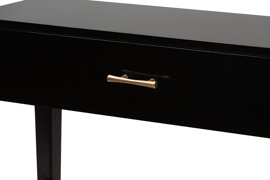 Freya Modern Bohemian Black Finished Bayur Wood 1-Drawer Console Table