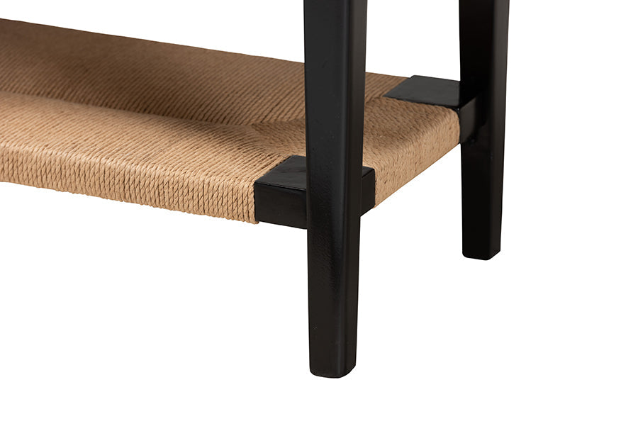 Freya Modern Bohemian Black Finished Bayur Wood 1-Drawer Console Table