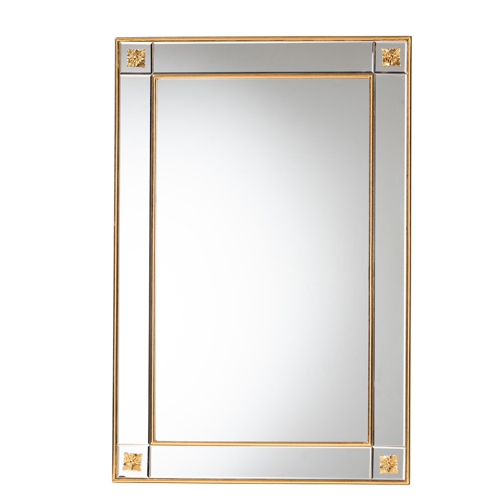 Iara Modern  and  Antique Goldleaf Finished Wood Accent Wall Mirror