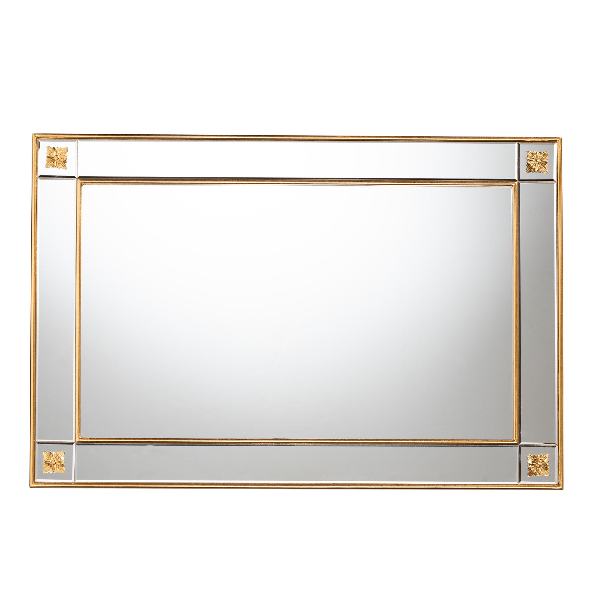 Iara Modern  and  Antique Goldleaf Finished Wood Accent Wall Mirror