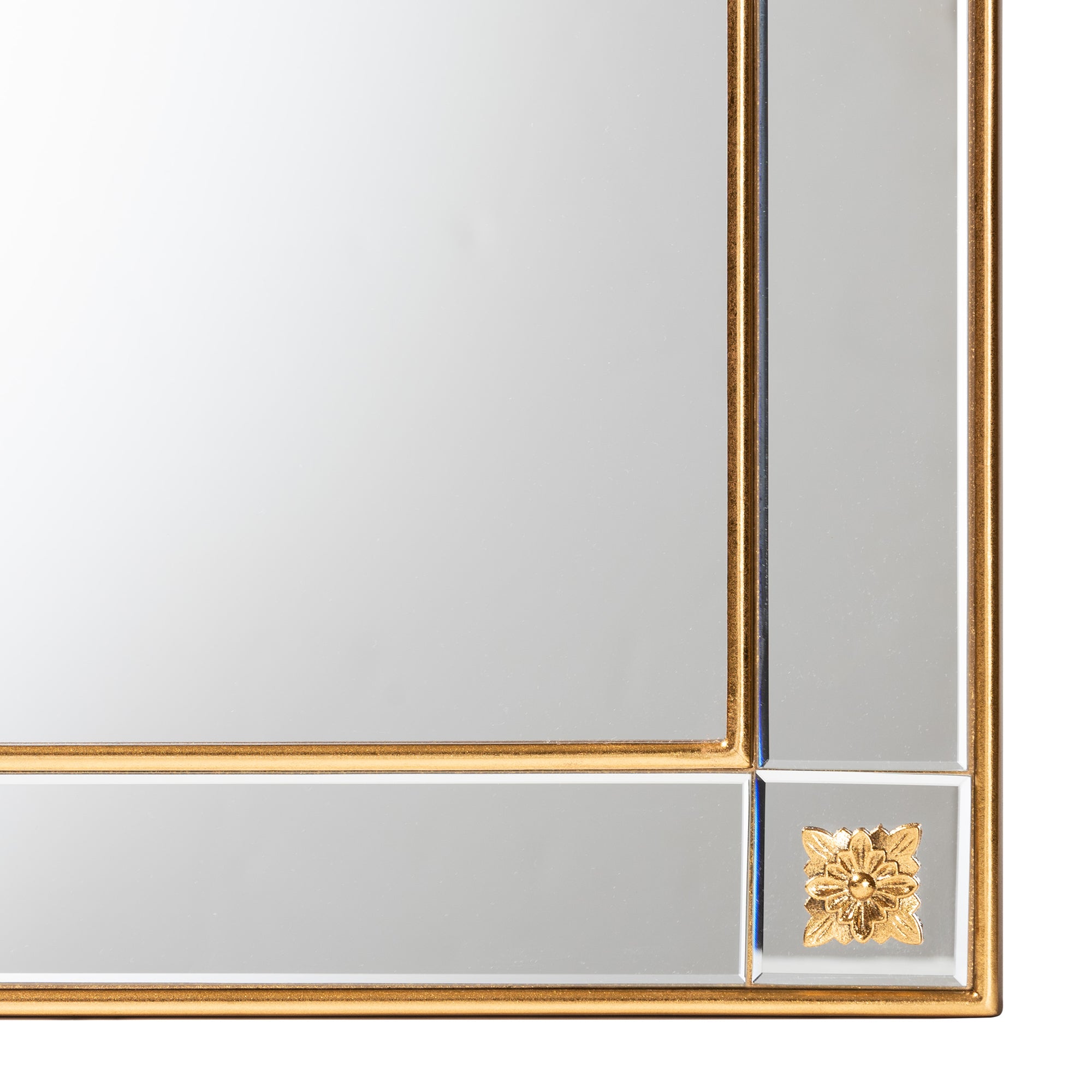 Iara Modern  and  Antique Goldleaf Finished Wood Accent Wall Mirror