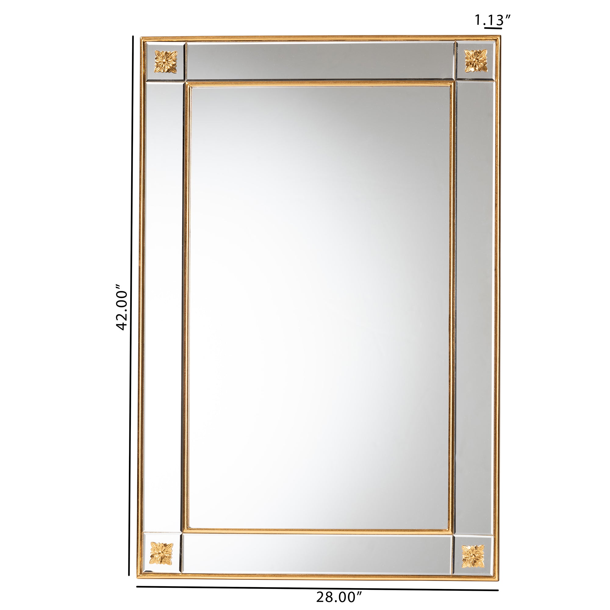 Iara Modern  and  Antique Goldleaf Finished Wood Accent Wall Mirror