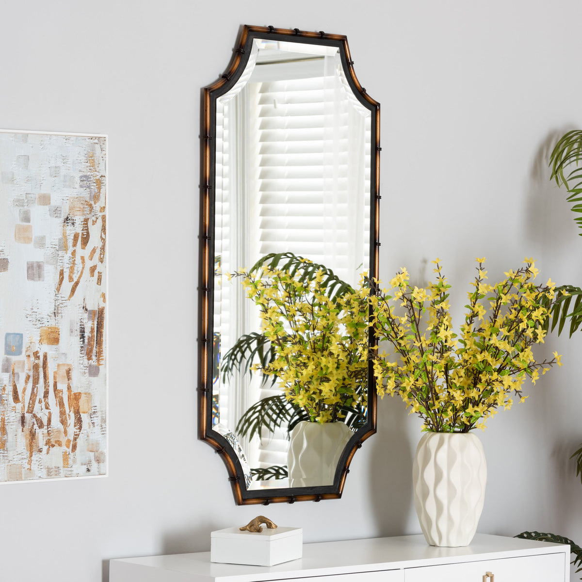Lieven Rustic  and  Two-Tone Light Brown and Black Finished Metal Accent Wall Mirror