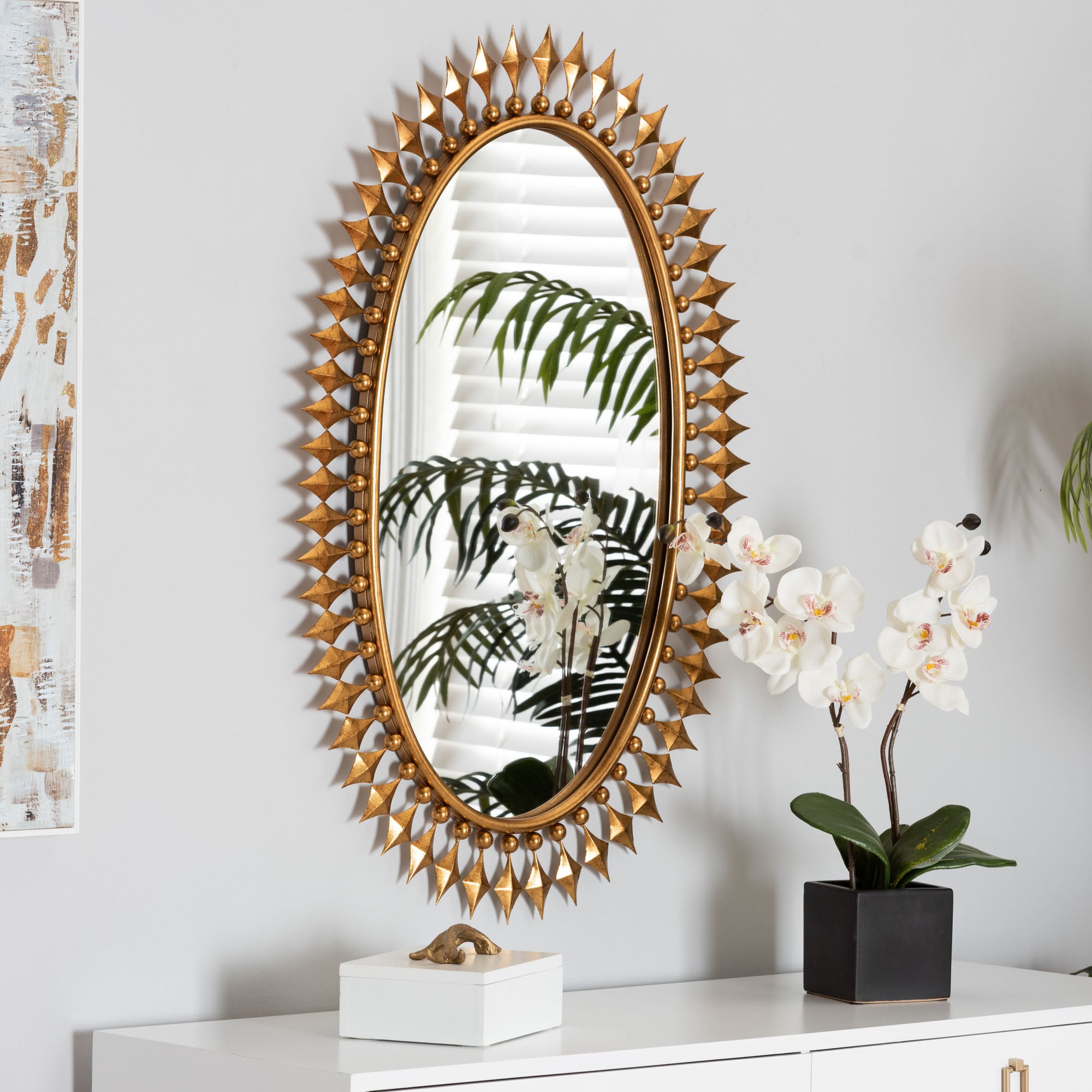 Rogier Modern  and  Antique Goldleaf Metal Accent Wall Mirror