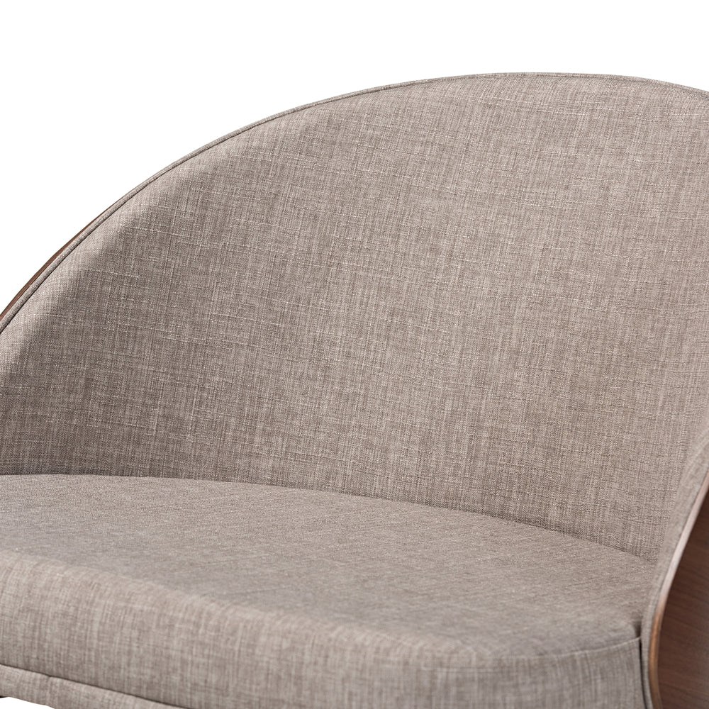 Lovella Mid-Century Modern Grey Fabric and Walnut Brown Finished Wood 2-Piece Accent Chair Set