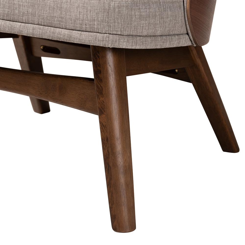 Lovella Mid-Century Modern Grey Fabric and Walnut Brown Finished Wood 2-Piece Accent Chair Set