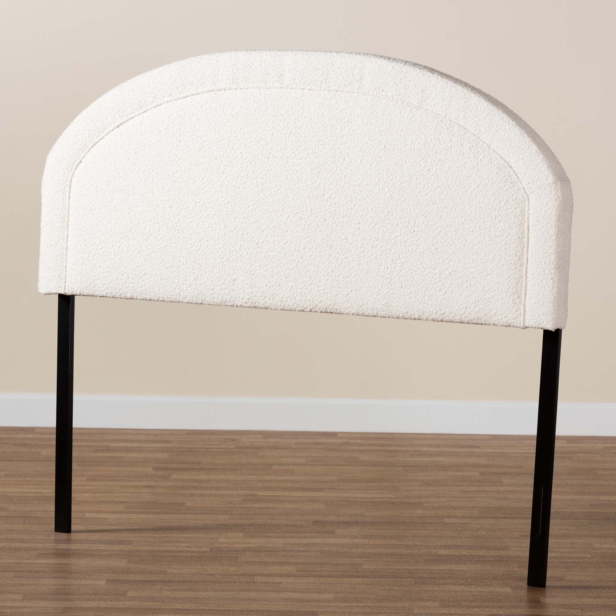 Fiana Modern Cream Boucle Fabric Queen Size Headboard