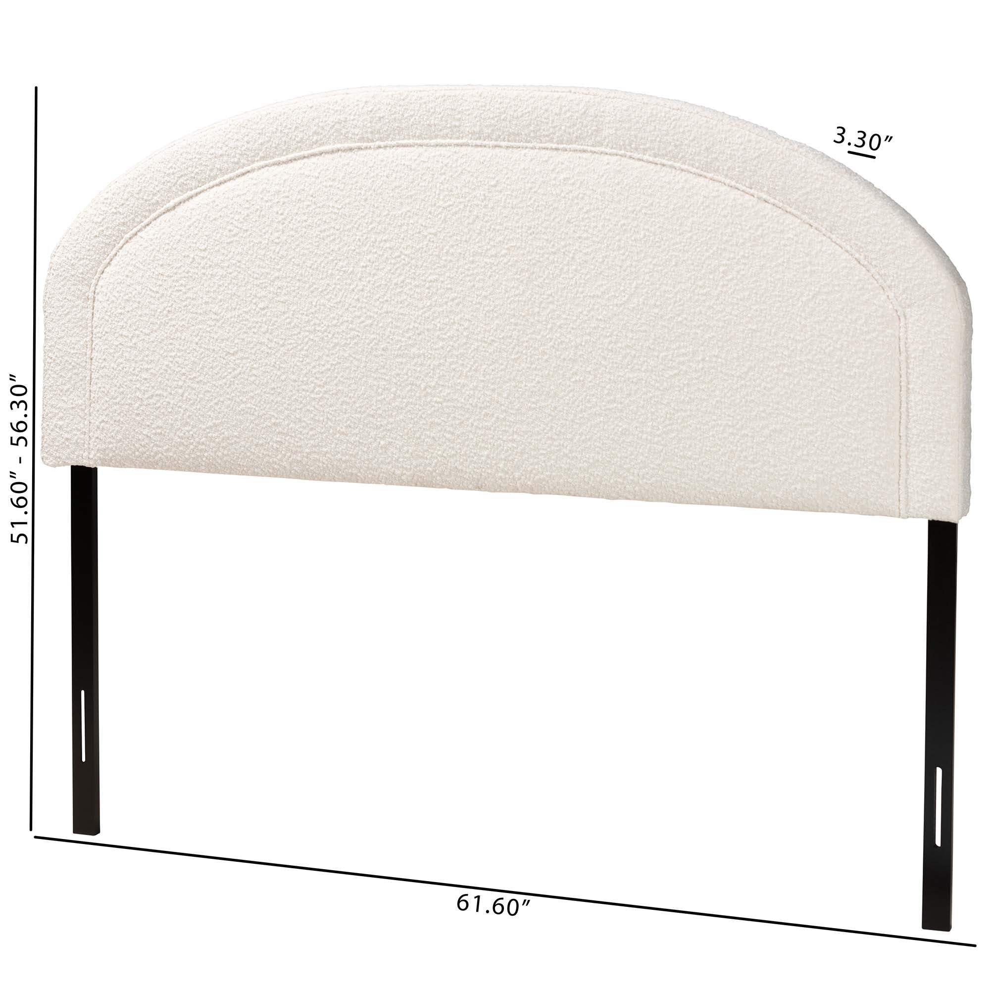 Fiana Modern Cream Boucle Fabric Queen Size Headboard