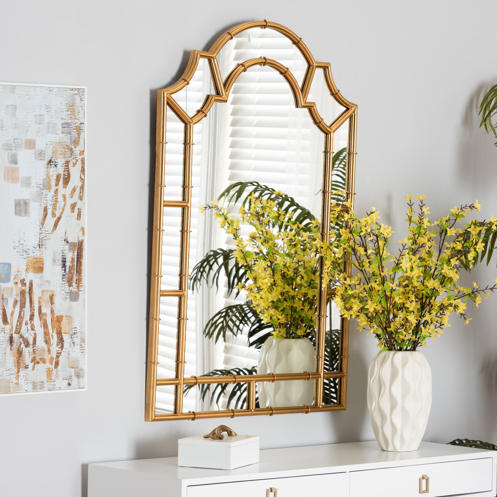 Bedivere Modern  and  Antique Goldleaf Metal Accent Wall Mirror