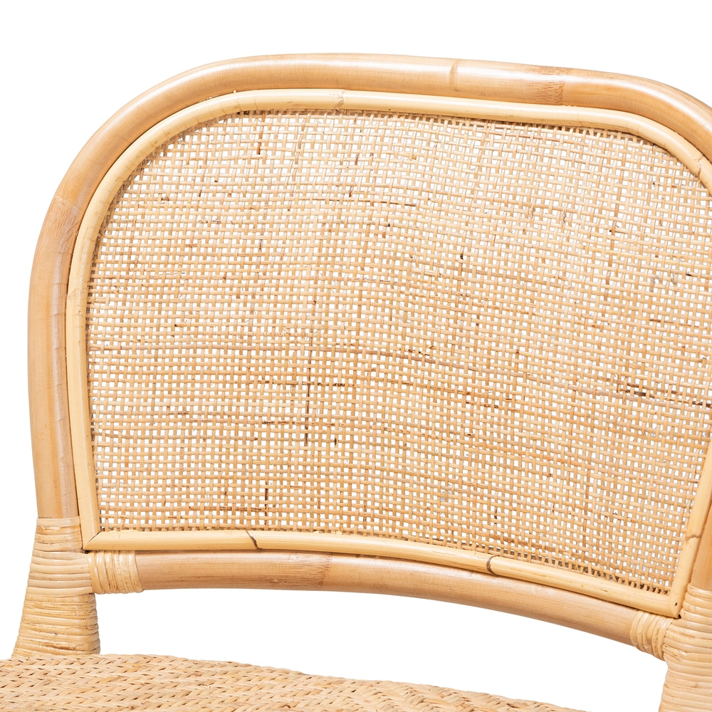 Adrena Modern Bohemian Natural Brown Rattan Counter Stool