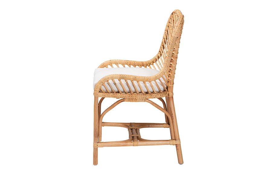 bali & pari Arween Modern Bohemian Natural Brown Rattan Dining Chair