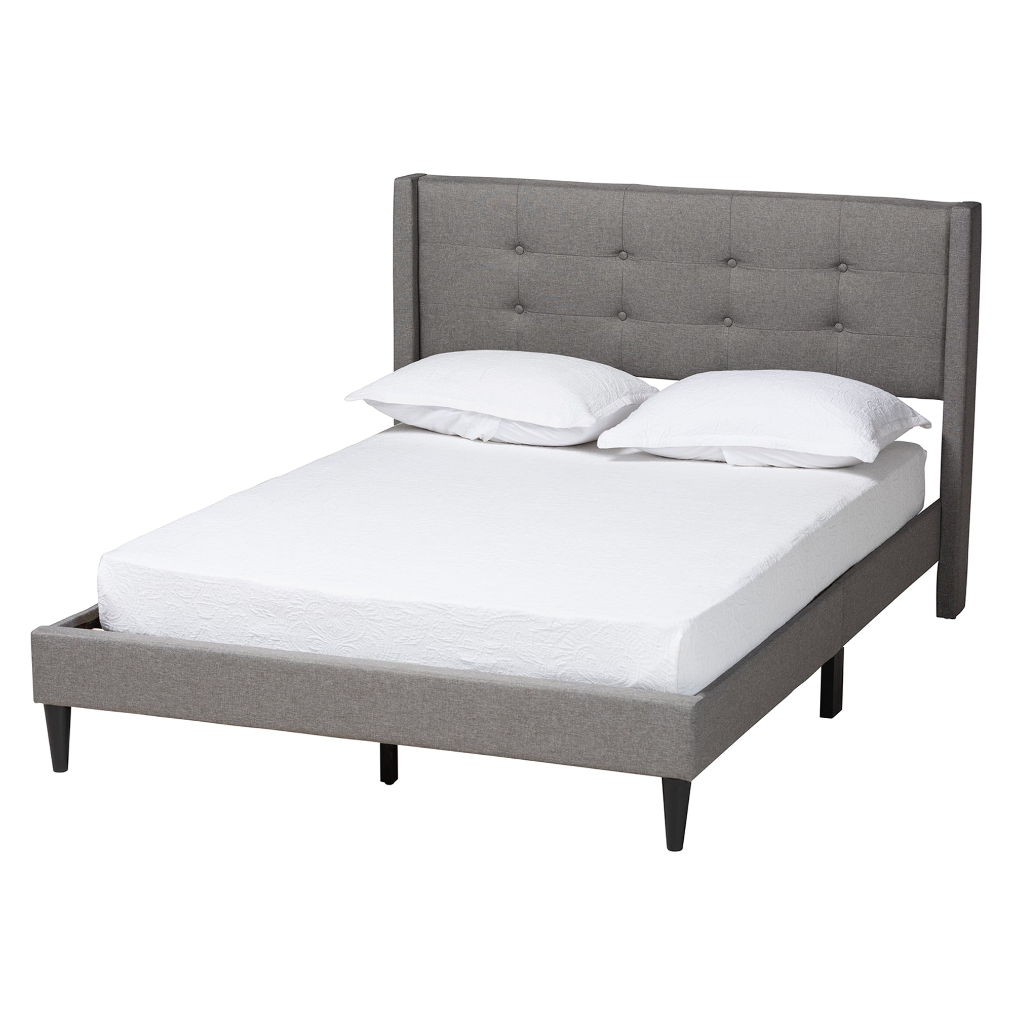 Casol Mid-Century Modern Transitional Grey Fabric Upholstered Full Size Platform Bed