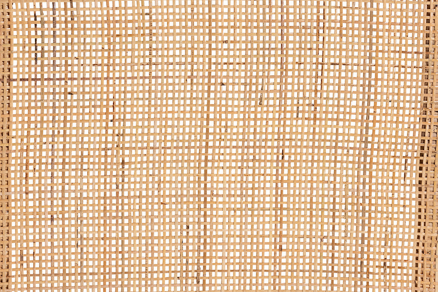 bali & pari Bella Modern Bohemian Natural Brown Mahogany Wood and Natural Rattan 1-Drawer Console Table