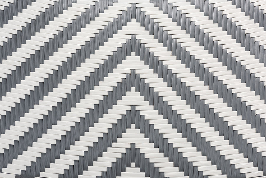 bali & pari Shai Modern French Grey and White Weaving and Natural Rattan Bistro Chair