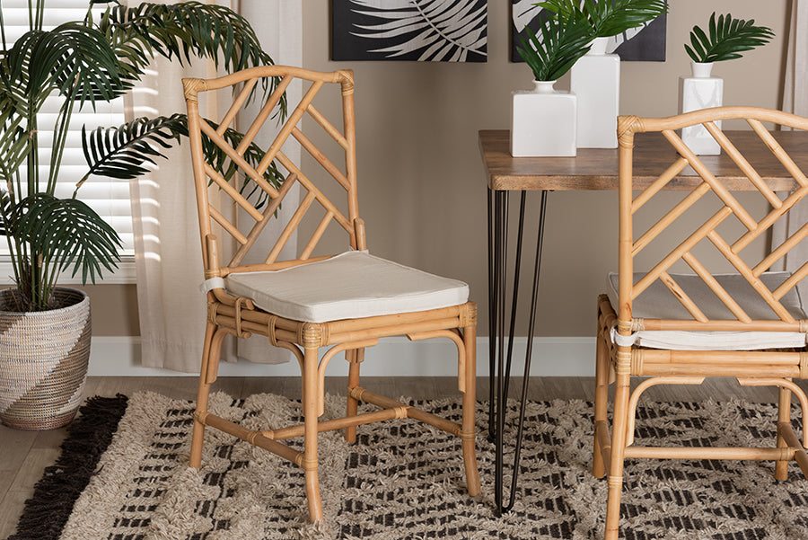 bali & pari Rio Modern Bohemian Natural Brown Rattan Dining Chair