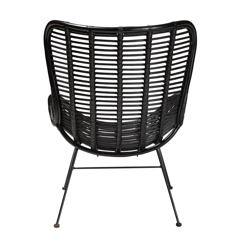 Colorado Modern Bohemian Black Rattan and Metal Accent Chair