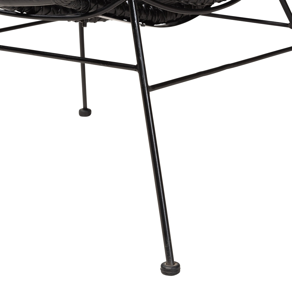 Colorado Modern Bohemian Black Rattan and Metal Accent Chair